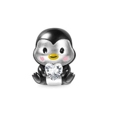 Charm Mysterio - Colgante Pingüino Con El Corazón - Plata de ley 925 - Encanto Sublime